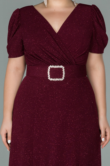 Robe Grande Taille Longue Rouge Bordeaux ABU1904