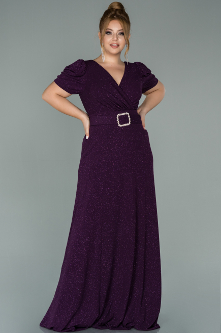 Robe Grande Taille Longue Prune ABU1904