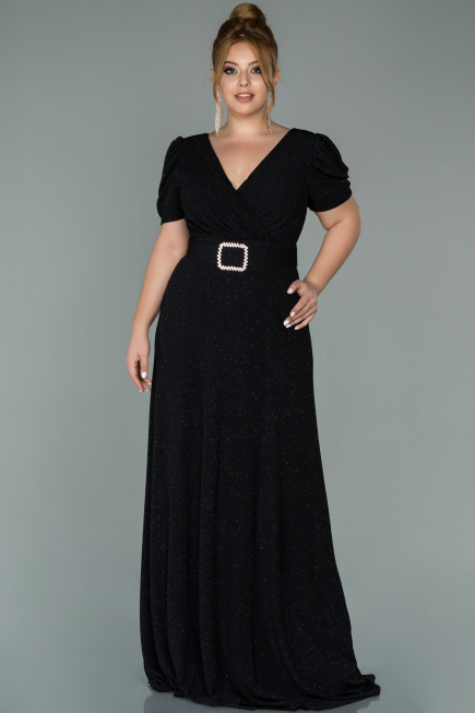 Robe Grande Taille Longue Noir ABU1904
