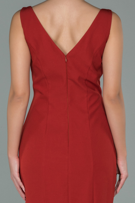 Robe Queue De Poisson Devant Court Dos Long Rouge ABO036