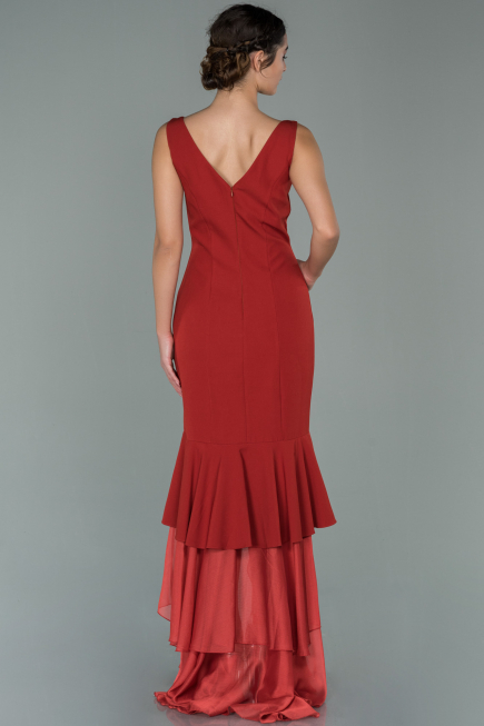 Robe Queue De Poisson Devant Court Dos Long Rouge ABO036