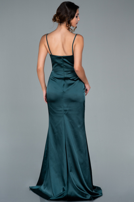 Robe de Soirée Longue Satin Émeraude ABU1938