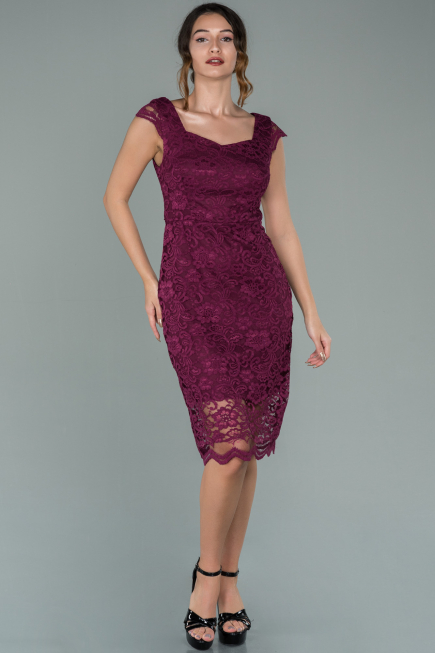 Robe de Soirée Courte Prune ABK010