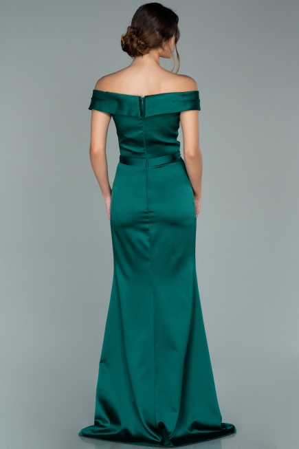 Robe de Soirée Longue Satin Émeraude ABU1943