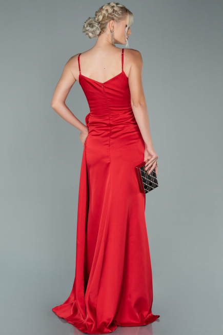 Robe Queue De Poisson Satin Longue Rouge ABU1894