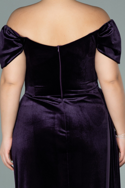 Robe Grande Taille Longue Velours Violet ABU1991