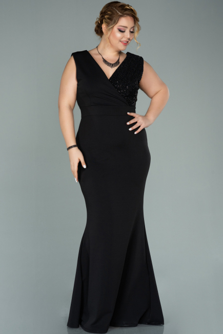 Robe Grande Taille Longue Noir ABU1482