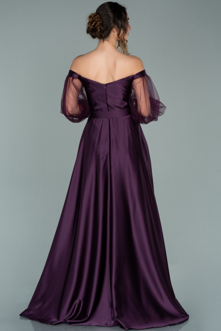 Robe de Soirée Longue Satin Violet ABU2025