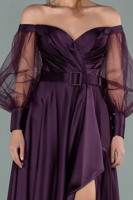 Robe de Soirée Longue Satin Violet ABU2025
