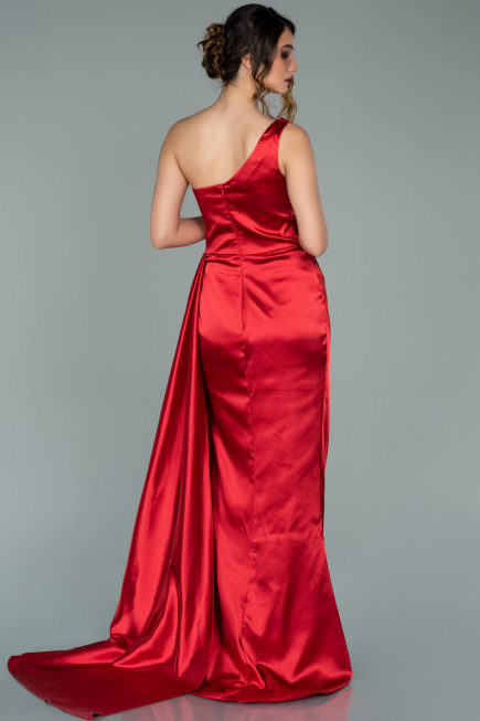 Robe de Soirée Longue Satin Rouge ABU2028