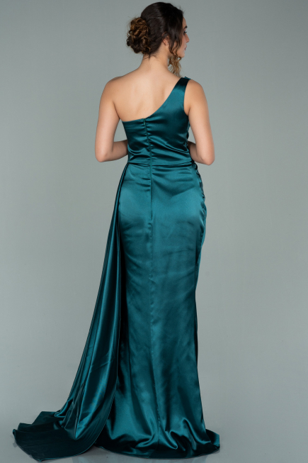 Robe de Soirée Longue Satin Émeraude ABU2028