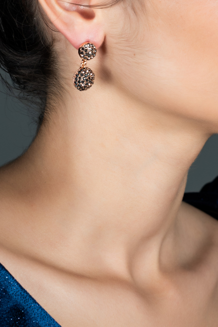 Boucle D'Oreille Rose Séchée-Anthracite UK031