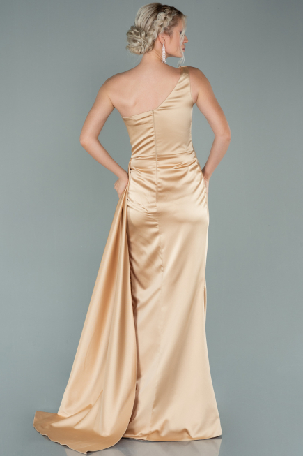 Robe de Soirée Longue Satin Or ABU2028