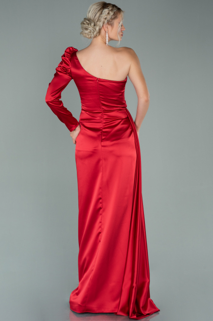 Robe de Soirée Longue Satin Rouge ABU2038