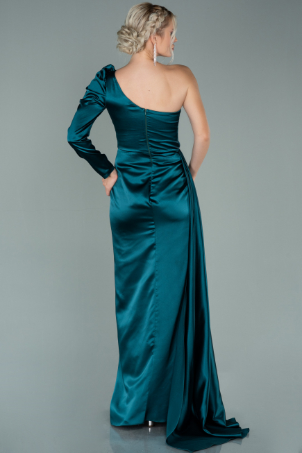 Robe de Soirée Longue Satin Émeraude ABU2038