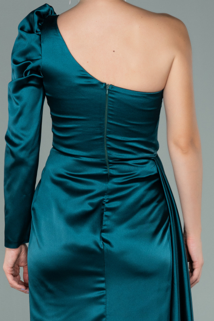 Robe de Soirée Longue Satin Émeraude ABU2038