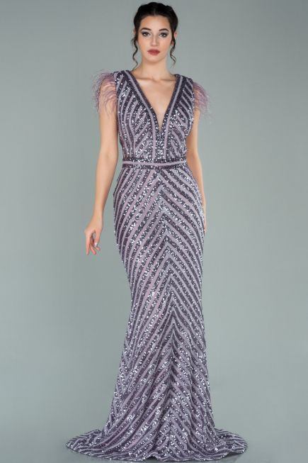 Robe de Soirée Longue Lilas ABU881