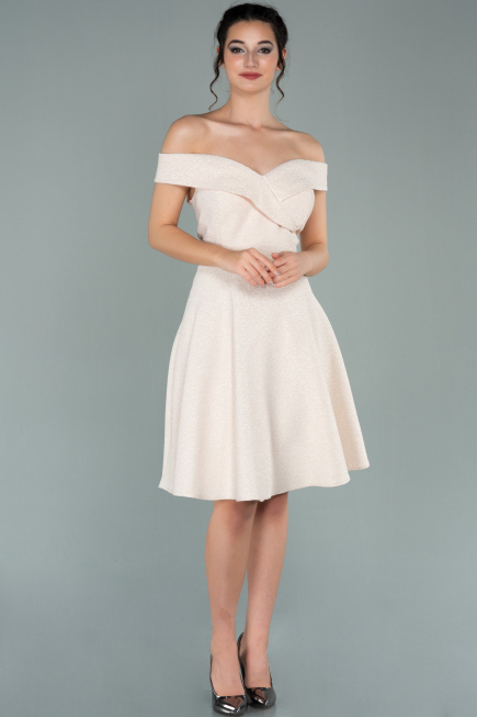 Robe de Soirée Courte Bleu Marine-Poudre ABK441