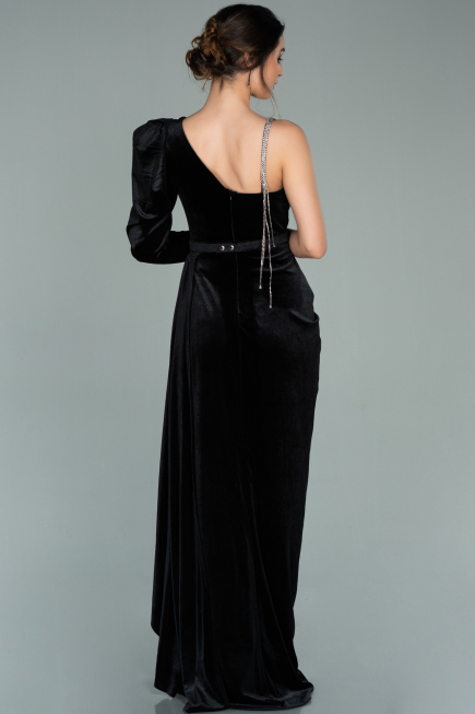 Robe de Soirée Longue Velours Noir ABU2074