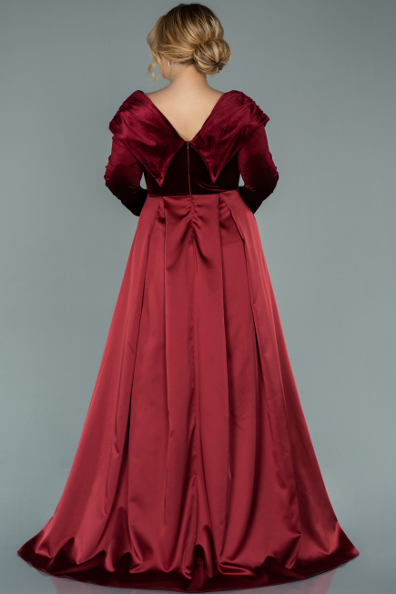 Robe Grande Taille Longue Rouge Bordeaux ABU2084