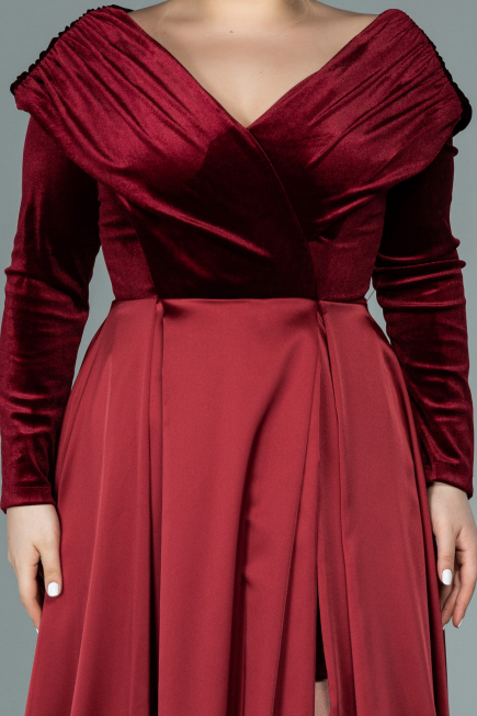Robe Grande Taille Longue Rouge Bordeaux ABU2084