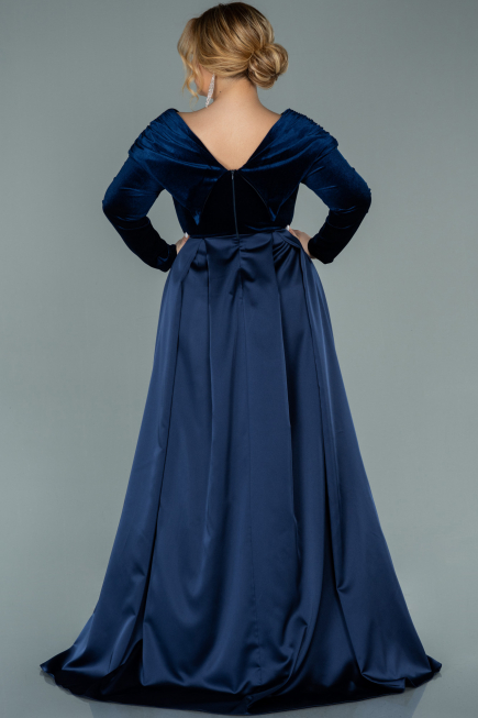 Robe Grande Taille Longue Bleu Marine ABU2084