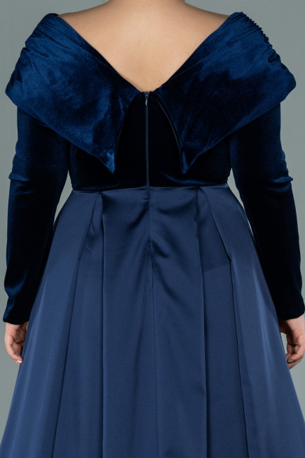 Robe Grande Taille Longue Bleu Marine ABU2084