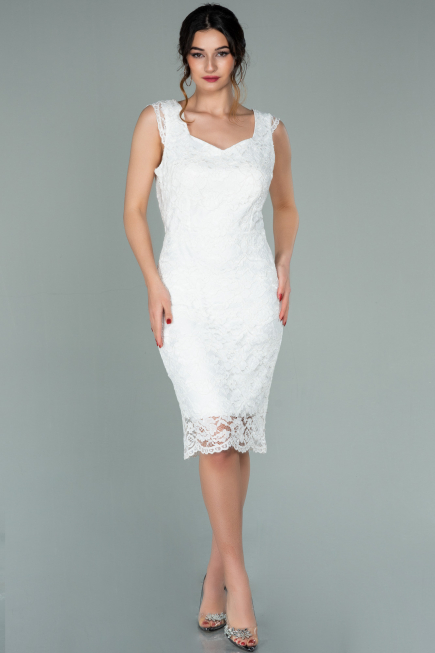 Robe de Soirée Courte Blanc ABK010