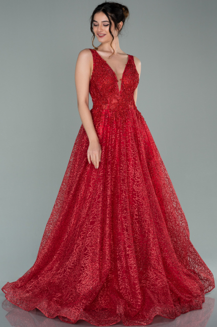 Robe de Soirée Longue Rouge ABU2131