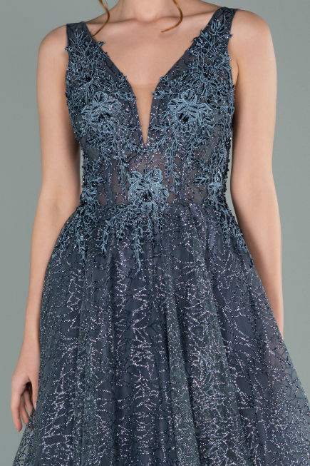 Robe de Soirée Longue Anthracite ABU2131