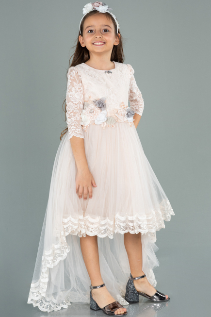 Robe de Soirée Enfants Longue Saumon ABU1277