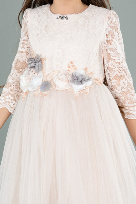 Robe de Soirée Enfants Longue Saumon ABU1277