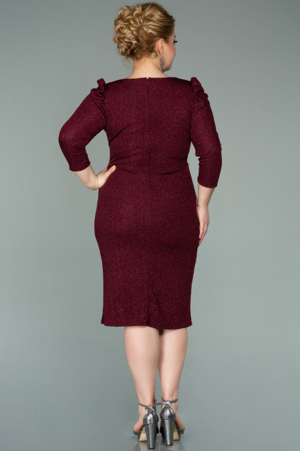 Robe Grande Taille Courte Rouge Bordeaux ABK1246