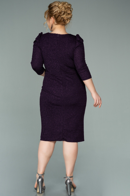 Robe Grande Taille Courte Violet Foncé ABK1246