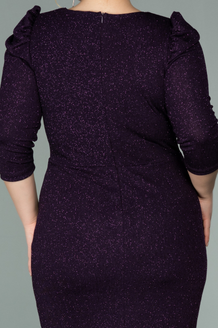 Robe Grande Taille Courte Violet Foncé ABK1246
