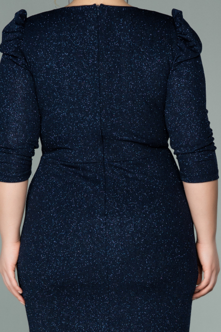Robe Grande Taille Courte Bleu Marine ABK1246