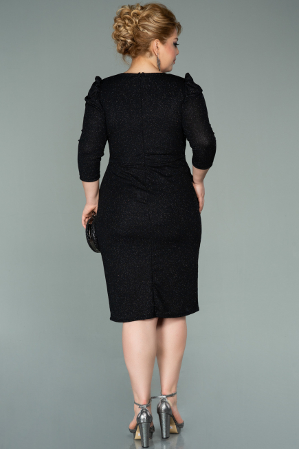 Robe Grande Taille Courte Noir ABK1246