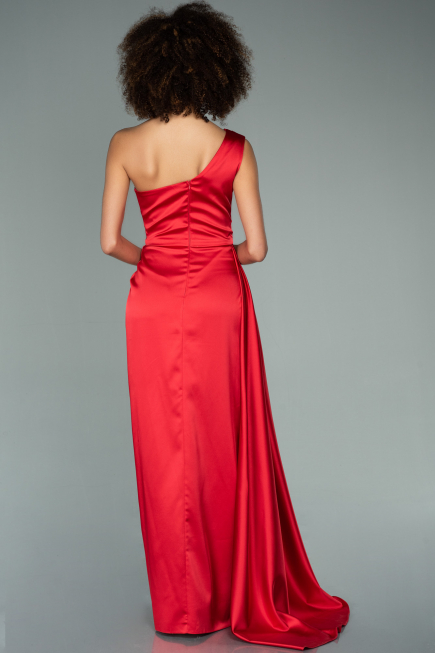 Robe de Soirée Longue Satin Rouge ABU2173