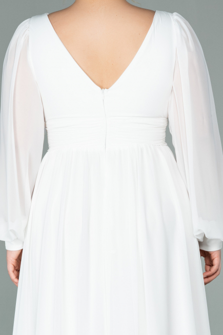 Robe de Soirée Longue Mousseline Blanc ABU1702