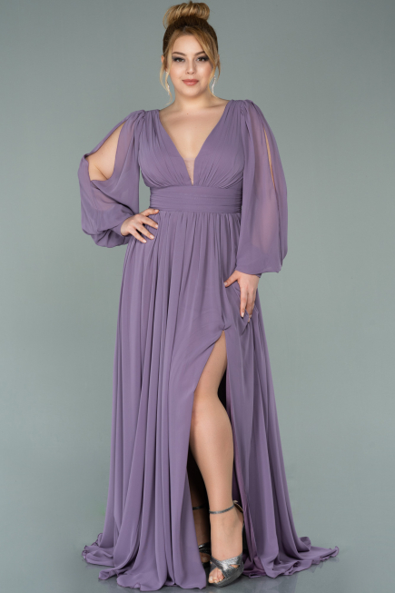 Robe de Soirée Longue Mousseline Lavande ABU1702