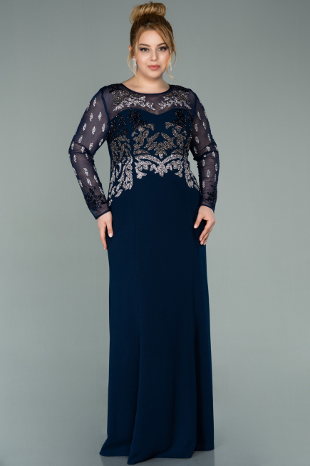 Robe de Soirée Longue Bleu Marine ABU2178