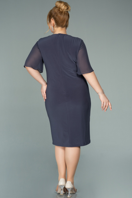 Robe de Soirée Courte Mousseline Anthracite ABK1294
