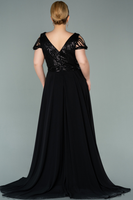 Robe de Soirée Grande Taille Longue Noir ABU828