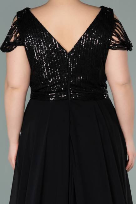 Robe de Soirée Grande Taille Longue Noir ABU828