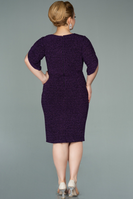 Robe de Soirée Grande Taille Courte Violet ABK1276