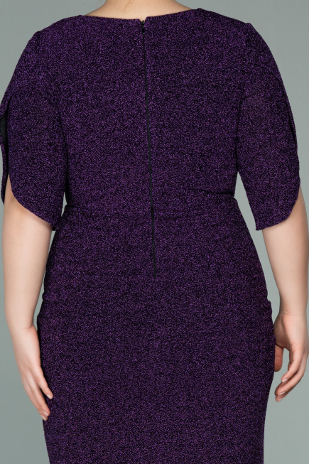 Robe de Soirée Grande Taille Courte Violet ABK1276