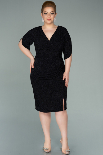 Robe de Soirée Grande Taille Courte Noir ABK1276