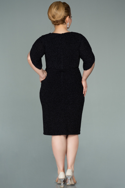 Robe de Soirée Grande Taille Courte Noir ABK1276