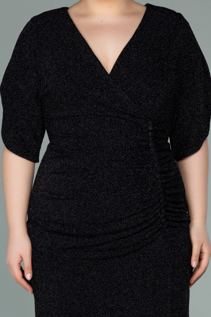 Robe de Soirée Grande Taille Courte Noir ABK1276