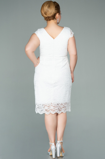 Robe Grande Taille Courte Blanc ABK010